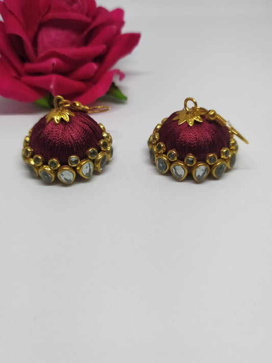 maroon silk jhumka