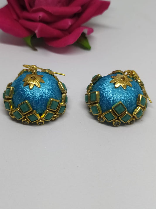blue silk thred jhumka7