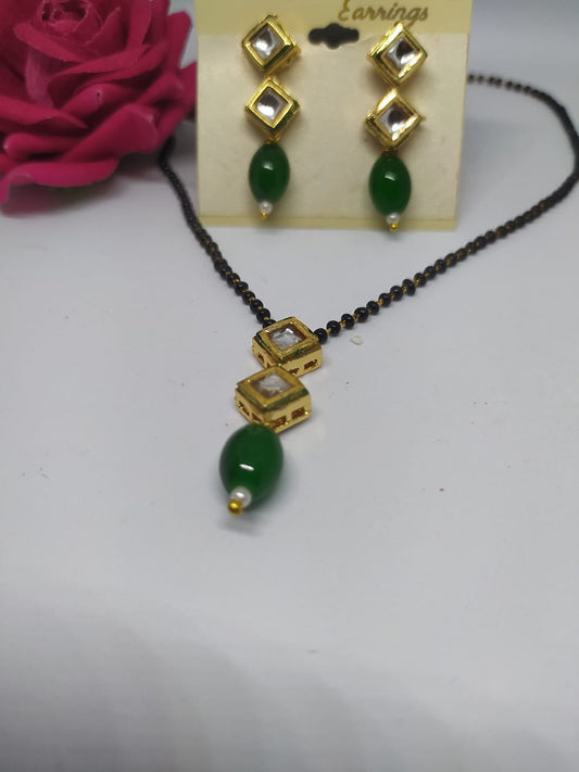 green kundan mangalsutra
