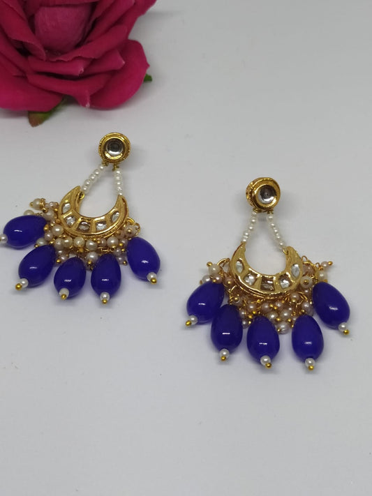 blue kundan earring